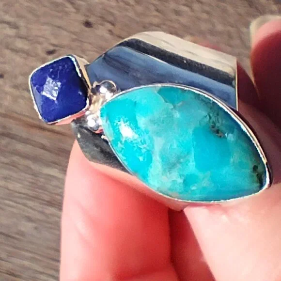 Jay King DTR mine finds turquoise Lapis ring size 9 sterling Silver 925 - Picture 7 of 9